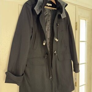 Kenneth Cole Black Wool-Blend Toggle Coat